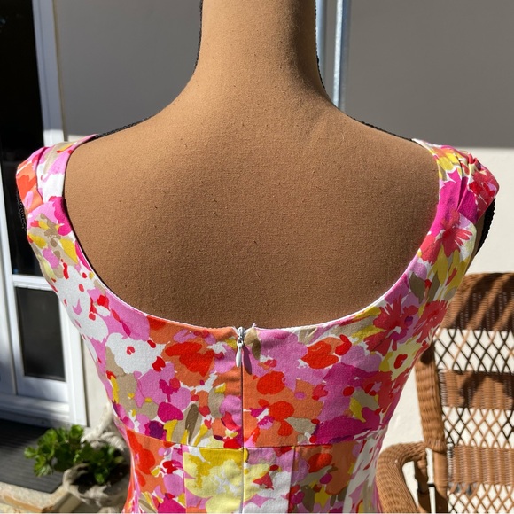 Y2K Dressbarn A-Line Fit & Flare Sleeveless Knee Length Floral Dress Pink 6P - Picture 5 of 16